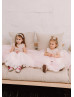 Beaded Pearl Tulle Tea Length Lovely Flower Girl Dress